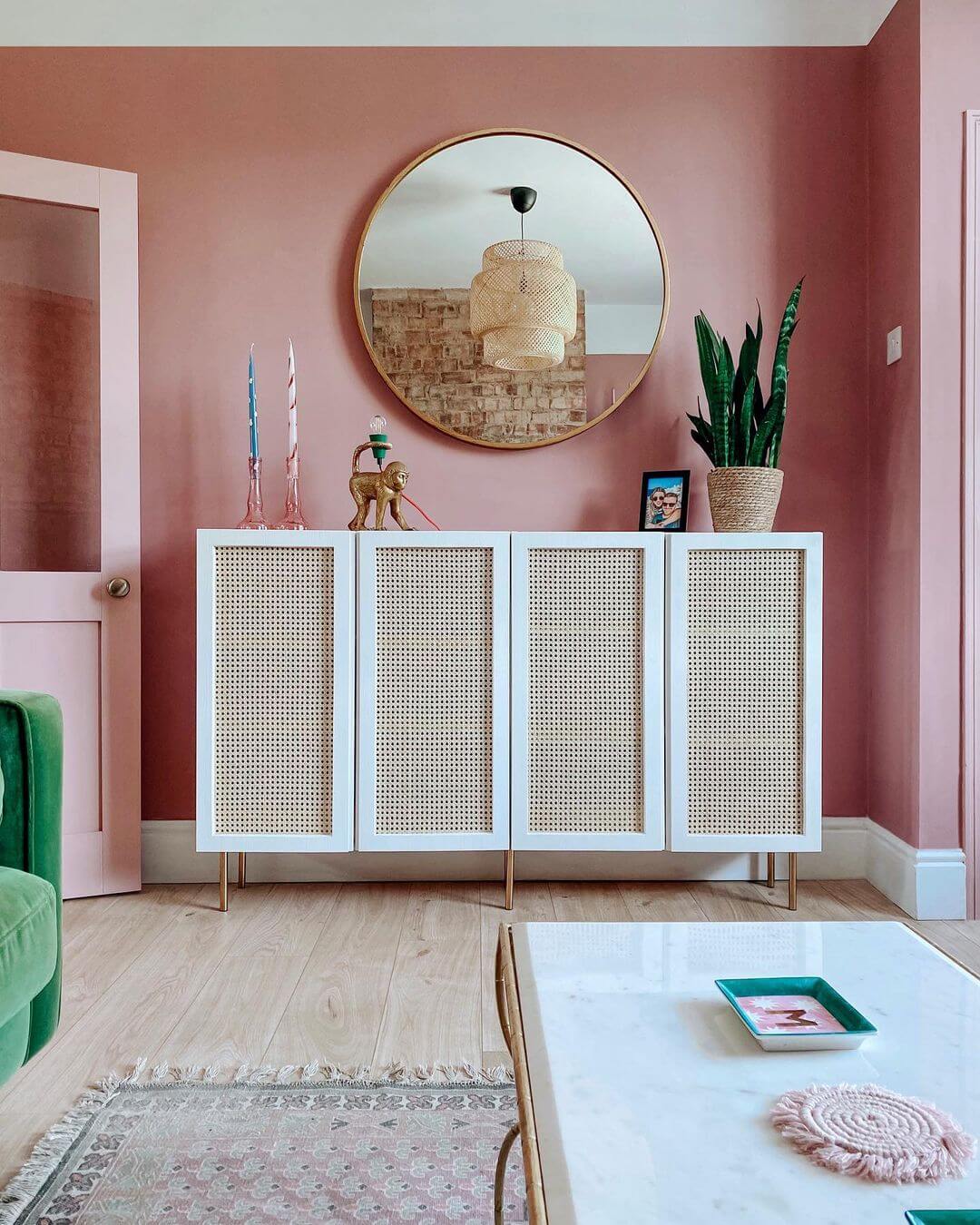 Colour combinations to go with pink walls
